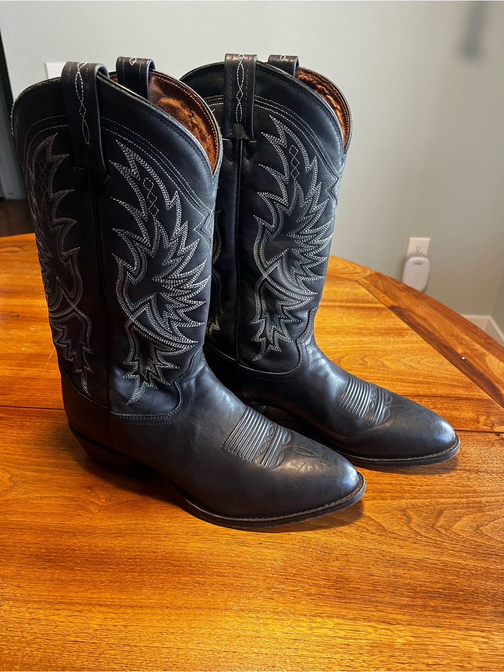 Mens 11 Tony Lama Black Western Cowboy Boots - Classic Stitch